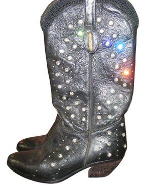 Buttero Italian Leather Rhinestone Embellished Western cowboy boots sz 37 US 7
